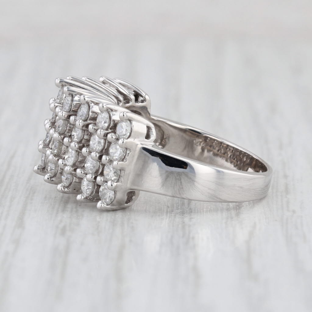 1.55ctw Diamond Rows Ring 14k White Gold Size 8.75 Cocktail Cluster