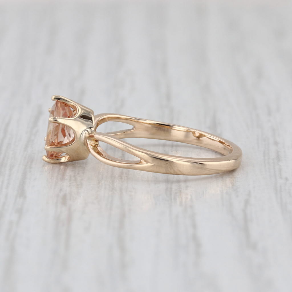 0.84ct Oval Solitaire Peach Orange Topaz Ring 14k Rose Gold Size 6.25