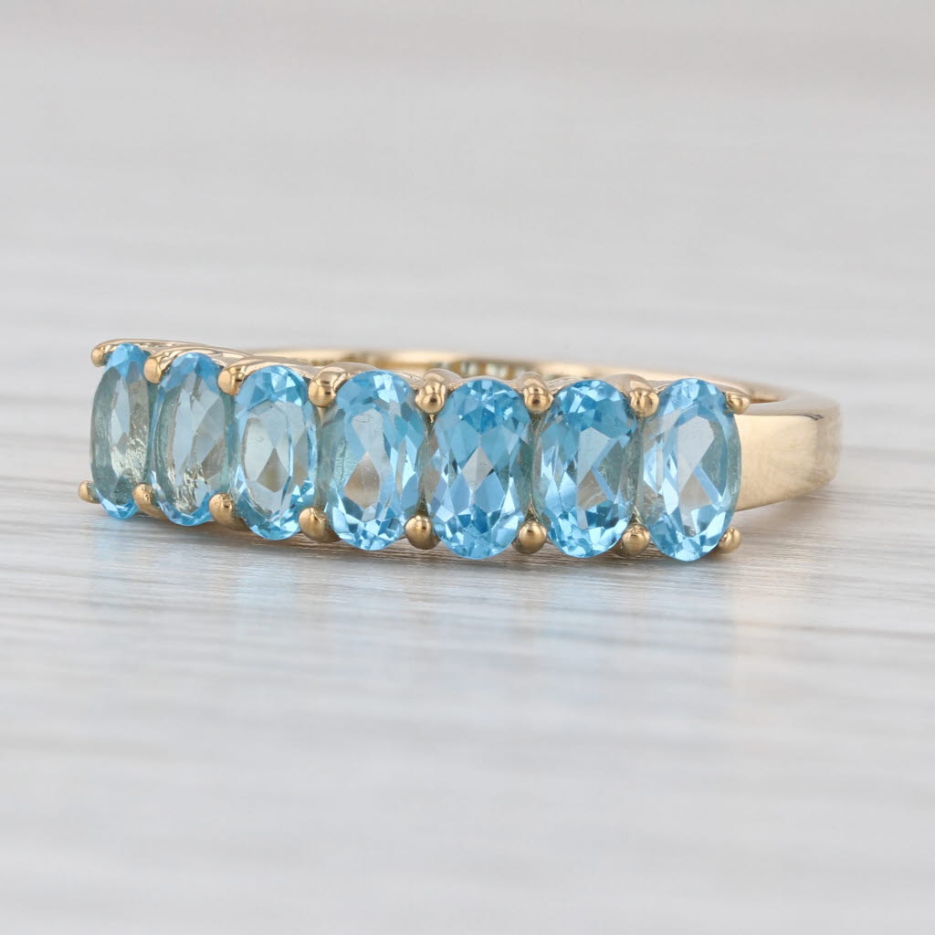2.10ctw Blue Topaz Ring 14k Yellow Gold Size 7 Stackable