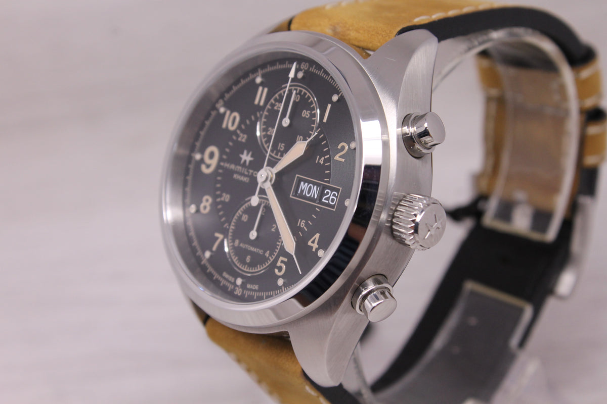 Hamilton Khaki Automatic Chronograph 42mm Steel Watch Swiss H71616535 MINT