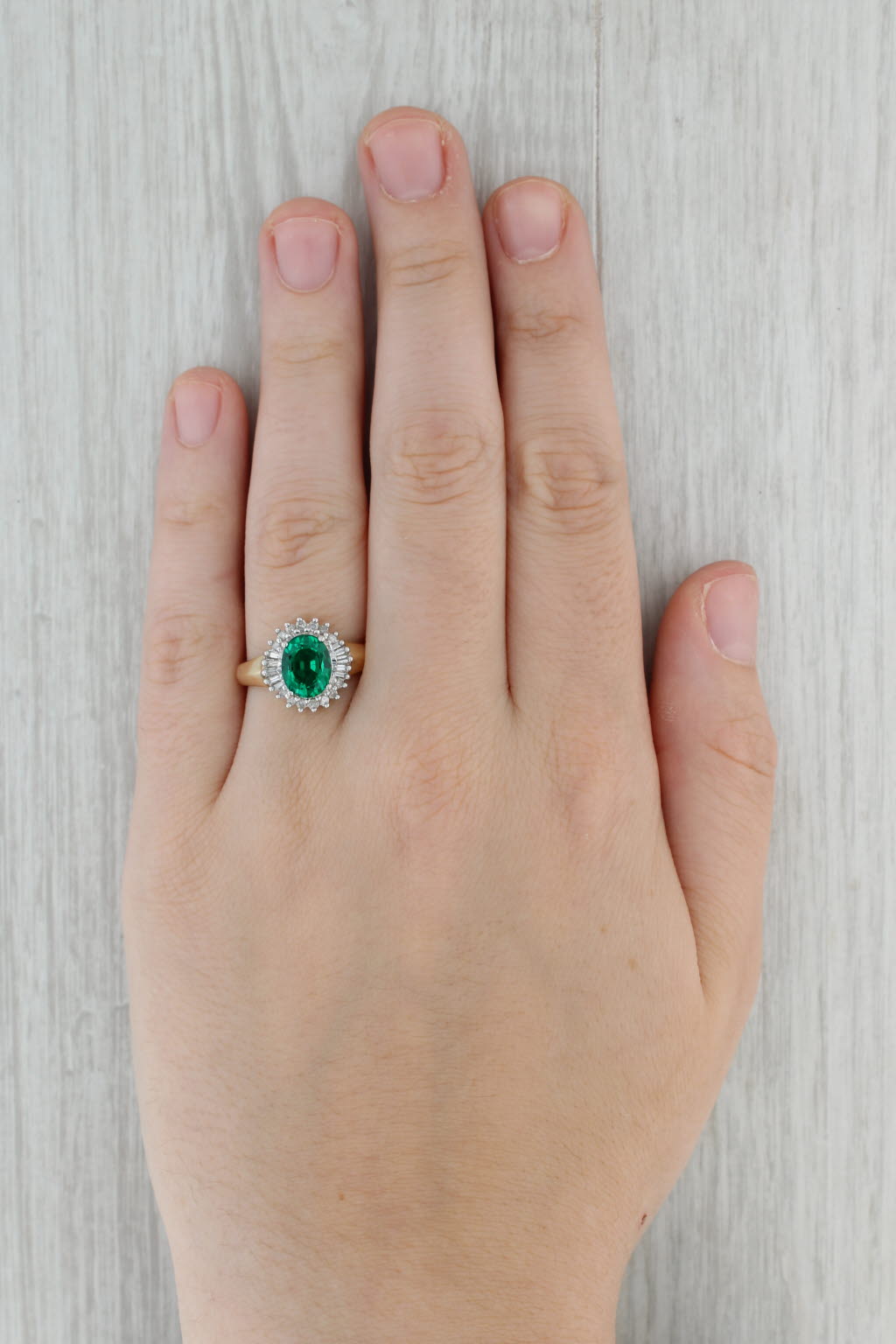 Dark Gray 2.05ctw Oval Lab Created Emerald Diamond Halo Ring 10k Yellow Gold Size 8