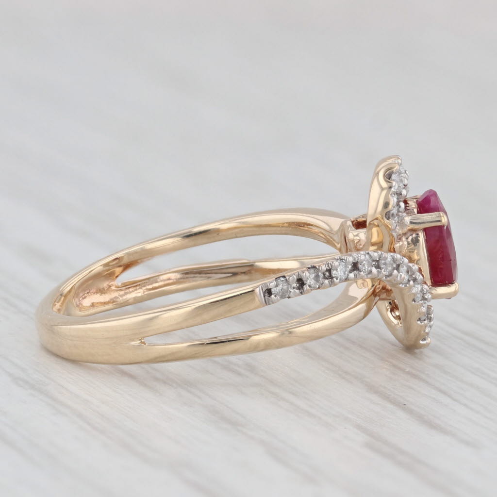 Light Gray 0.66ctw Ruby Diamond Crossover Ring 10k Yellow Gold Size 5.5