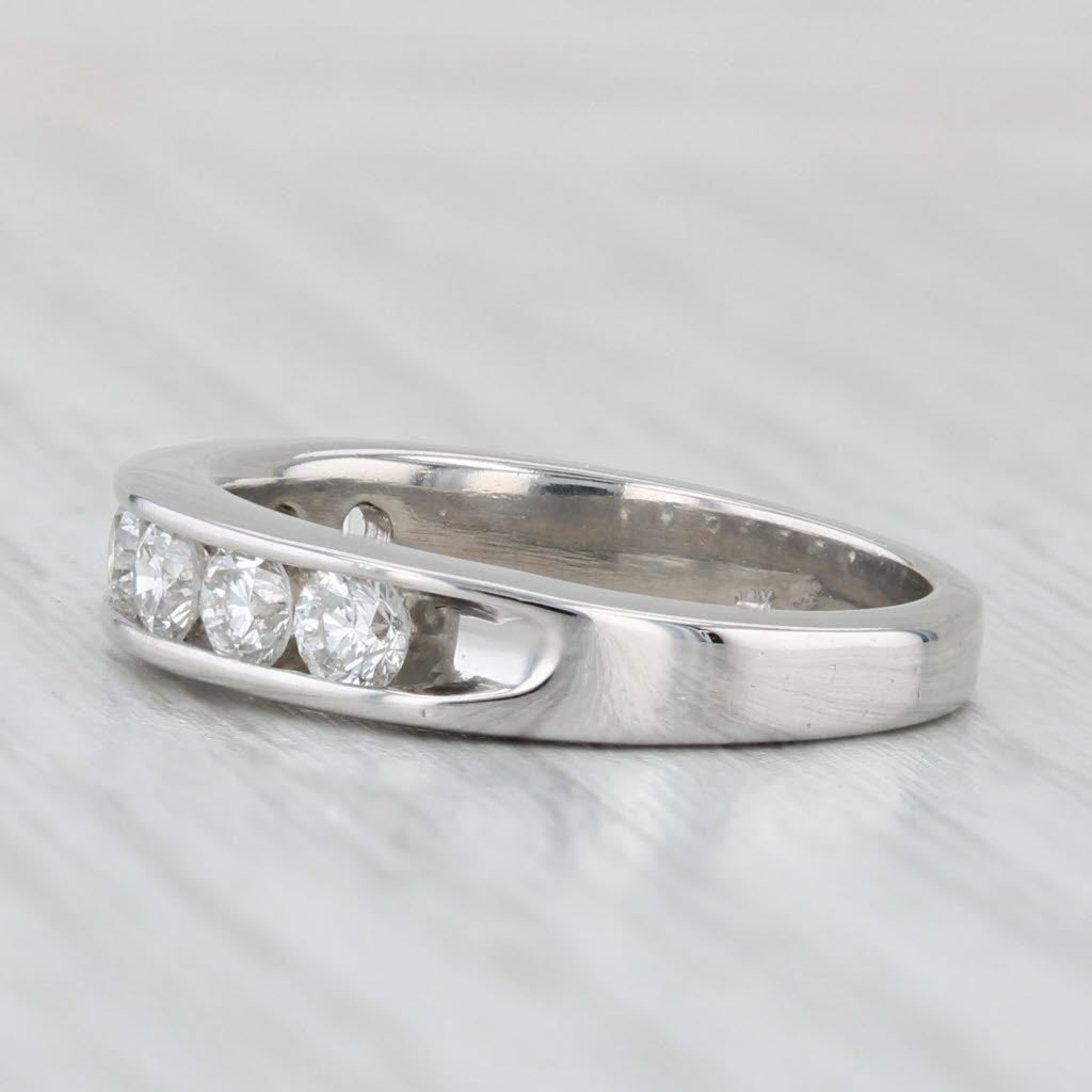 Light Gray 0.70ctw Channel Set Diamond Wedding Band 14k White Gold Sz 5.25 Anniversary Ring