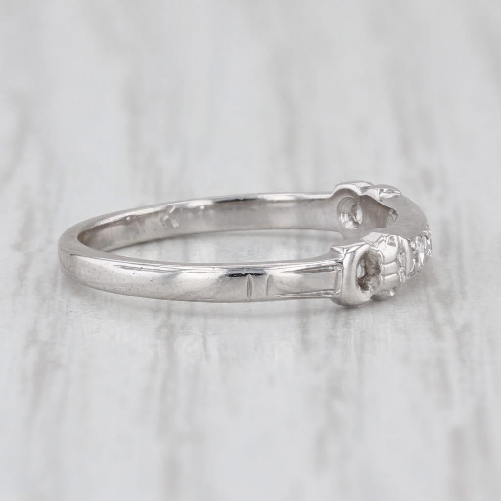 Antique Diamond Wedding Band 18k White Gold Size 3.75 Stackable Anniversary