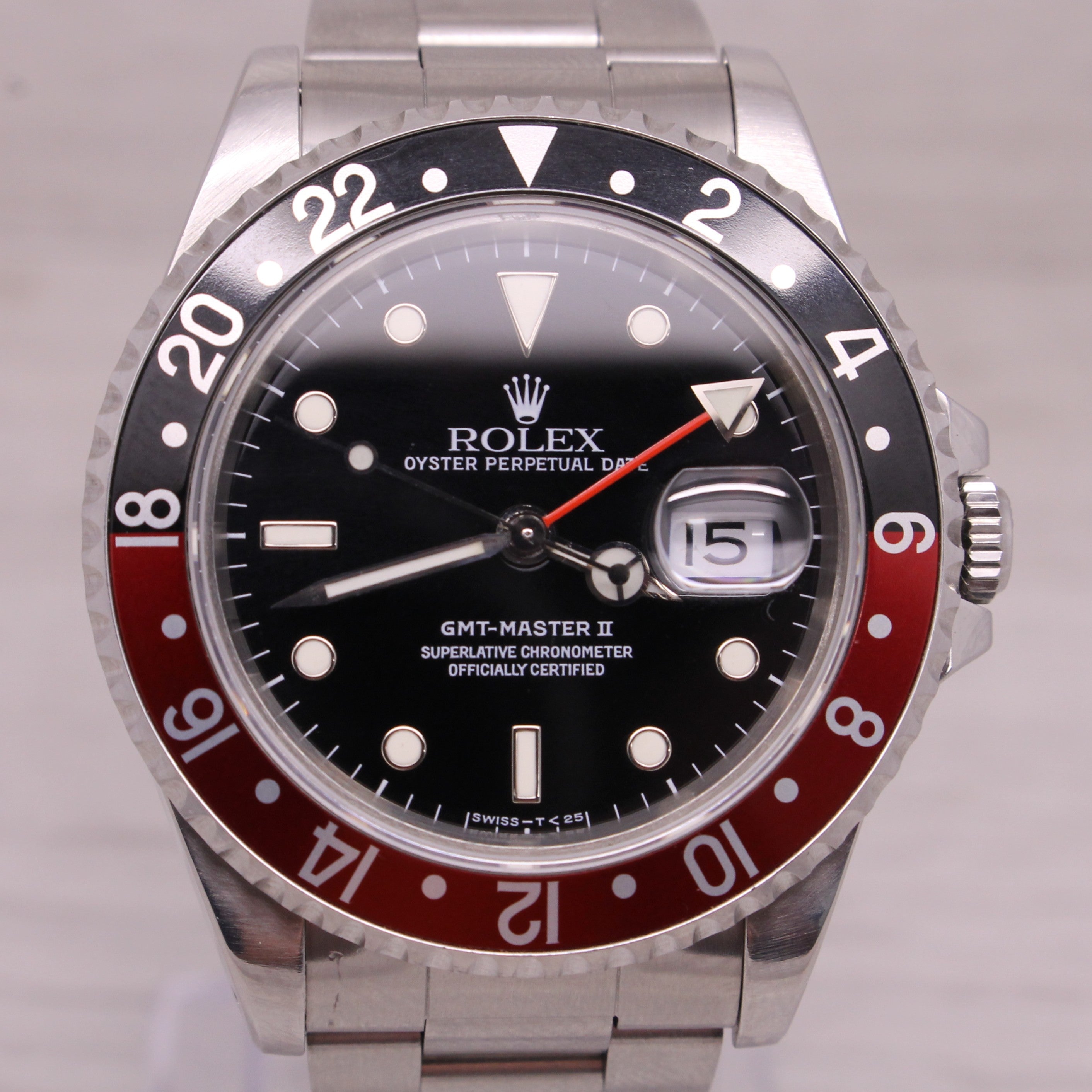 Dark Gray 1991 Rolex GMT Master II 16710 Mens 40mm Automatic Watch Coke X = Serviced =