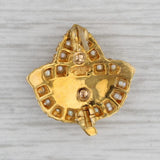 Alpha Kappa Alpha Sorority Leaf Pin 10k Gold Pearl Enamel Vintage Greek Badge