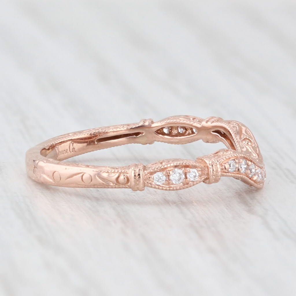 Light Gray Shane & Co 0.10ctw Diamond Wedding Band 14k Rose Gold Size 5 Ornate Ring