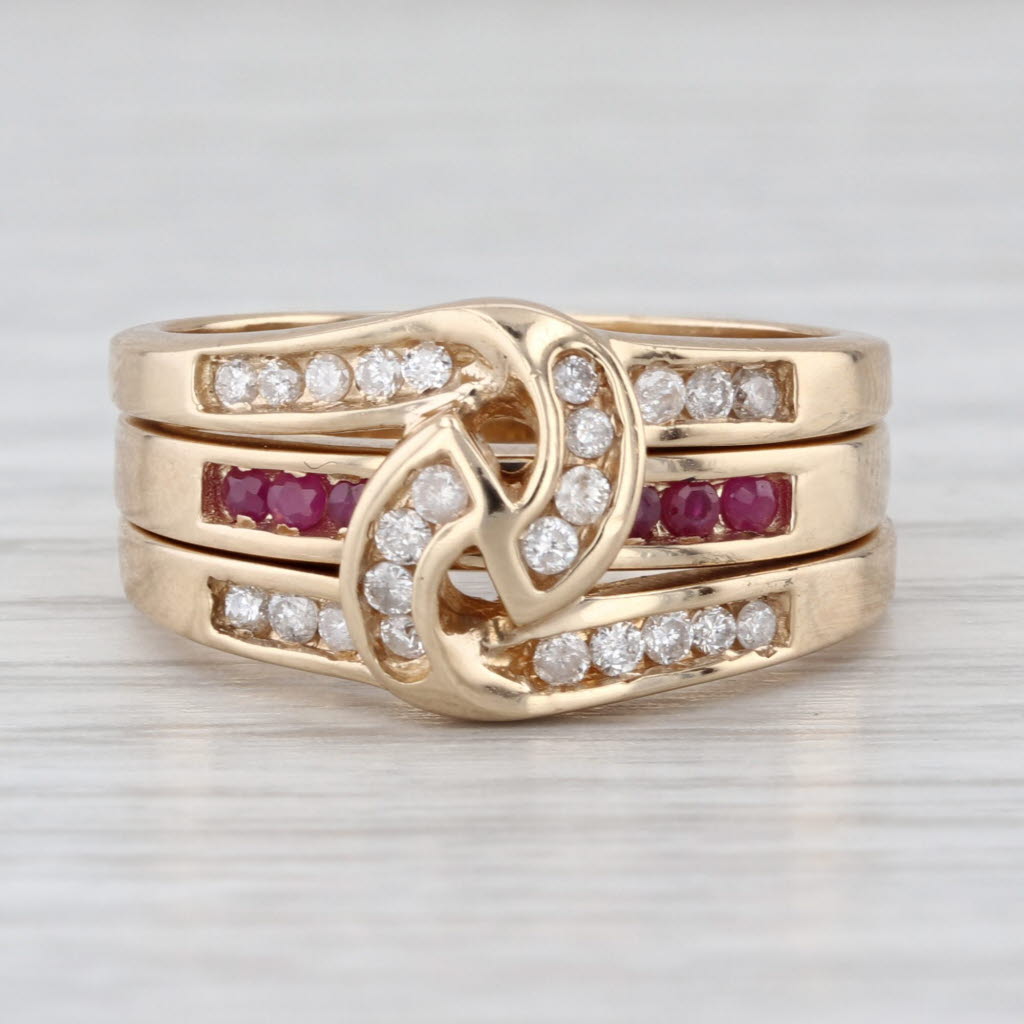 Interchangeable Ring Jacket Bands 10k Gold Diamond Emerald Sapphire Ruby Stack