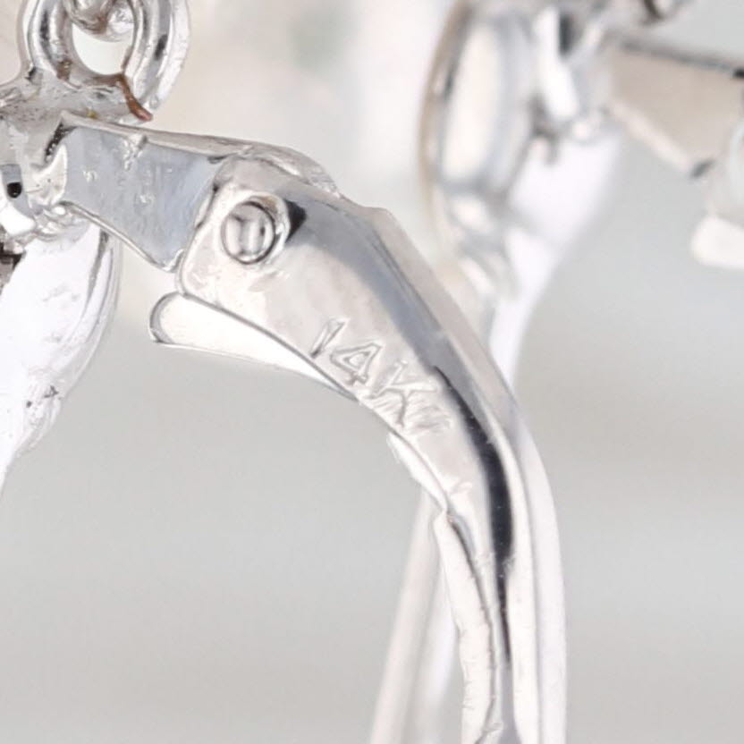 New Black White Cultured Pearl Diamond Dangle Earrings 14k White Gold Drops