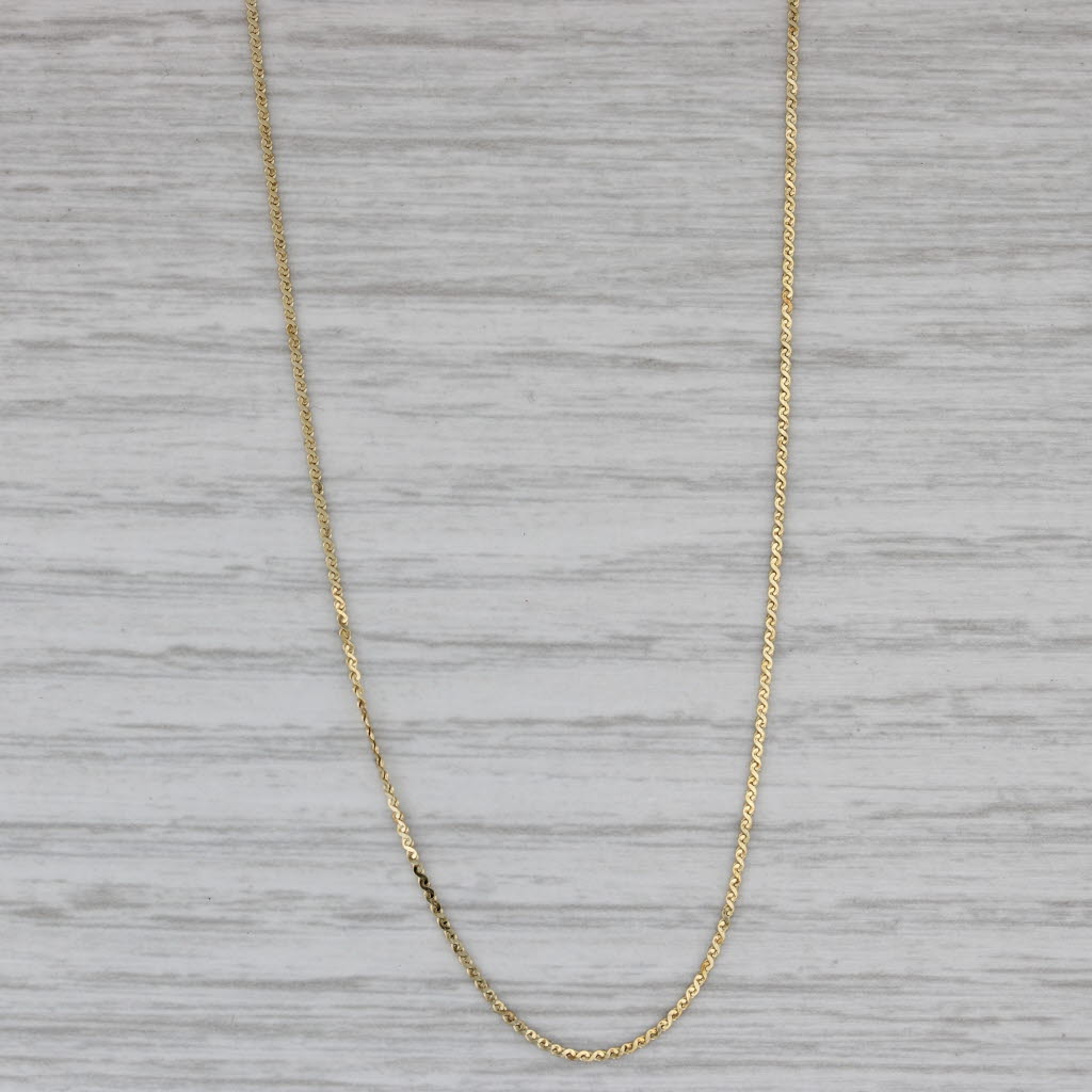 Gray S-Link Fine Chain Necklace 14k Yellow Gold Italy 16" 0.8mm