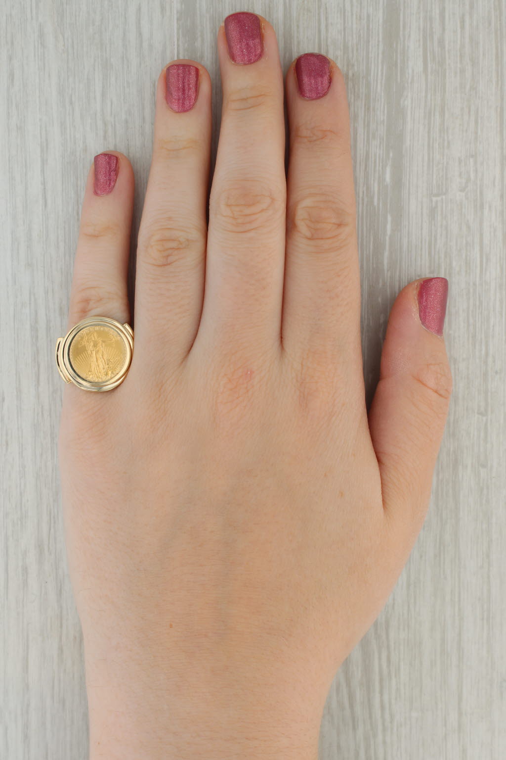 Rosy Brown 2013 1/10oz American Eagle Gold Coin Ring 14k 22k Yellow Gold Size 8