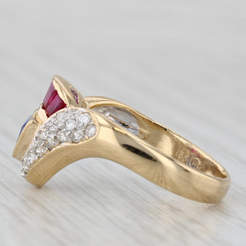 Gray 1.25ctw Ruby Sapphire Diamond Ring 18k Yellow Gold Size 6.5