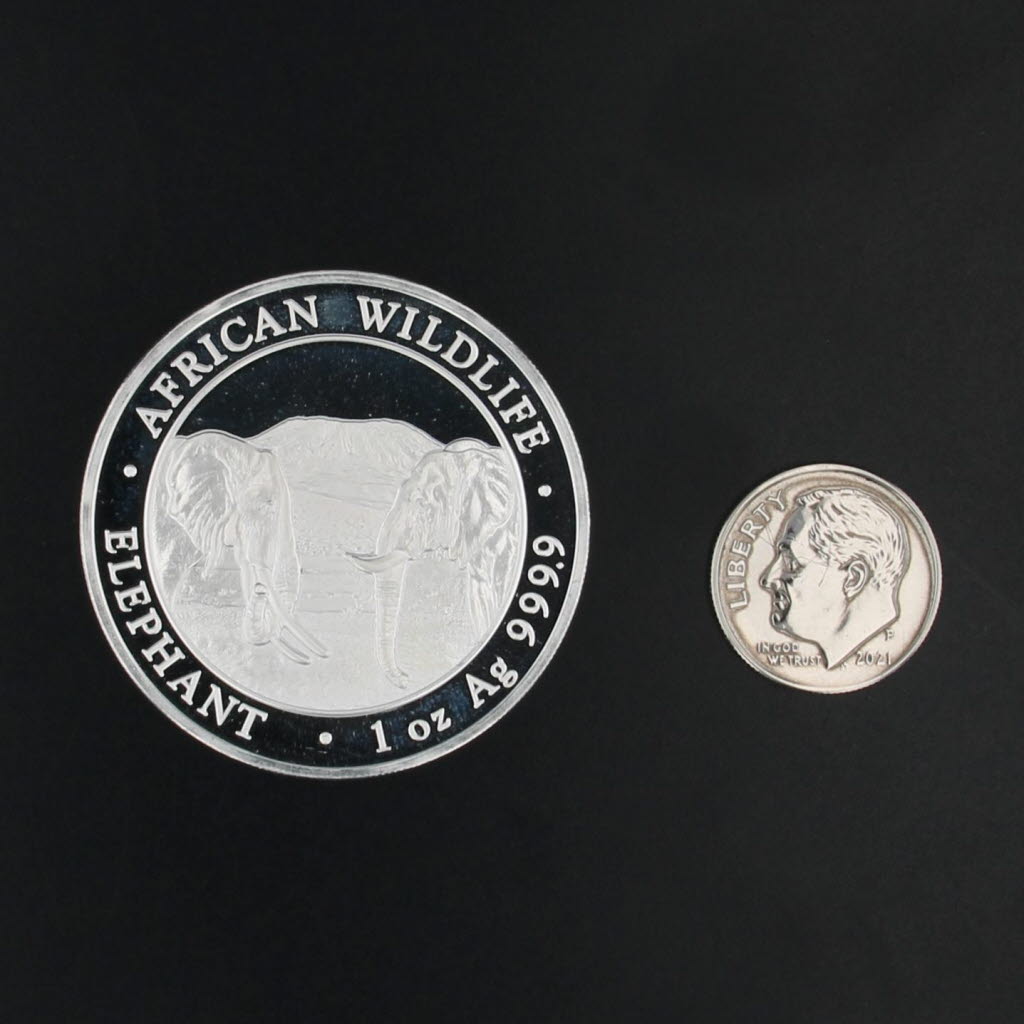 African Wildlife Elephant 1ozt Fine Silver Somali Republic 2020 100 Shilling