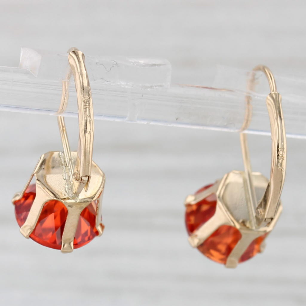 Light Gray 5.10ctw Orange Lab Created Sapphire Solitaire Drop Earrings 10k Yellow Gold