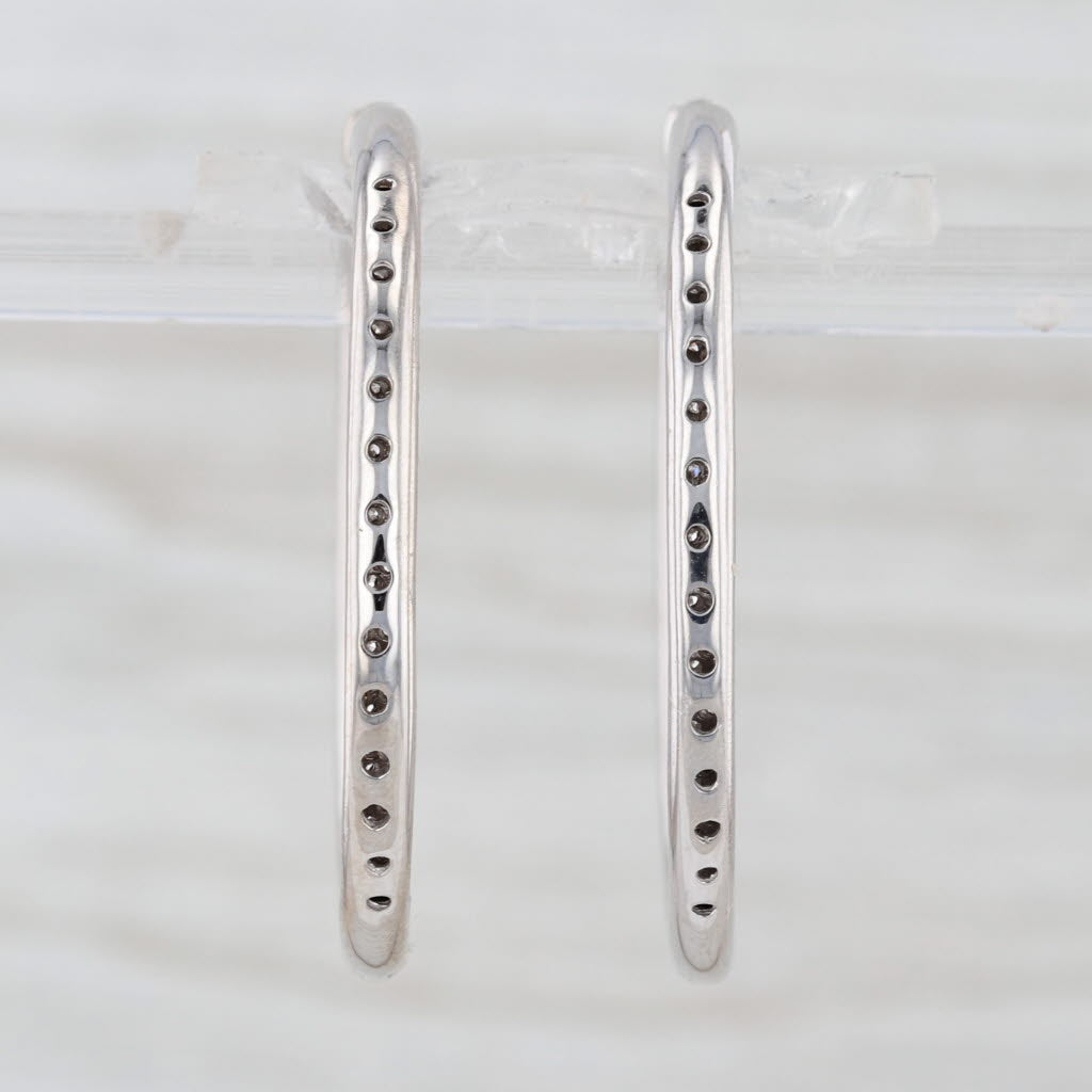 1.10ctw Inside Out Diamond Hoop Earrings 14k White Gold Hinged Hoops