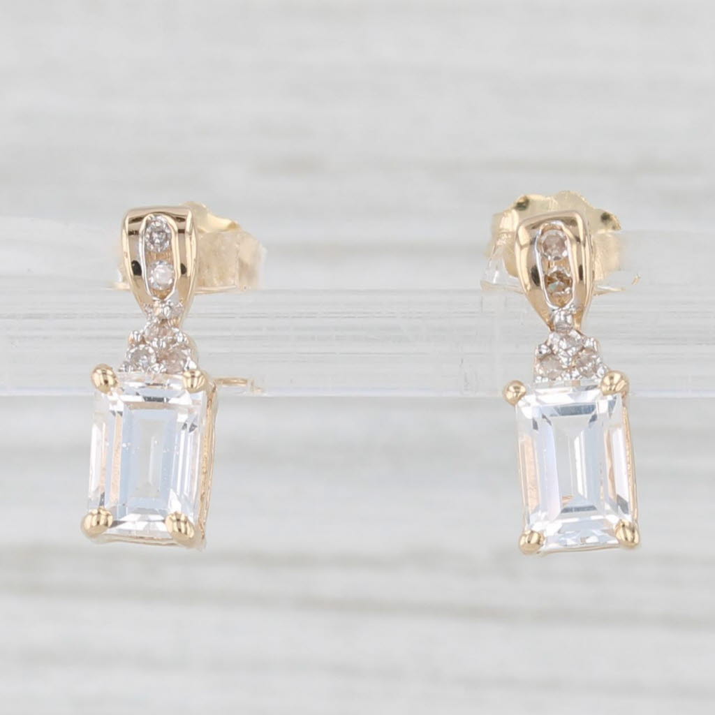 Light Gray 1.28ctw Topaz Diamond Stud Drop Earrings 14k Yellow Gold