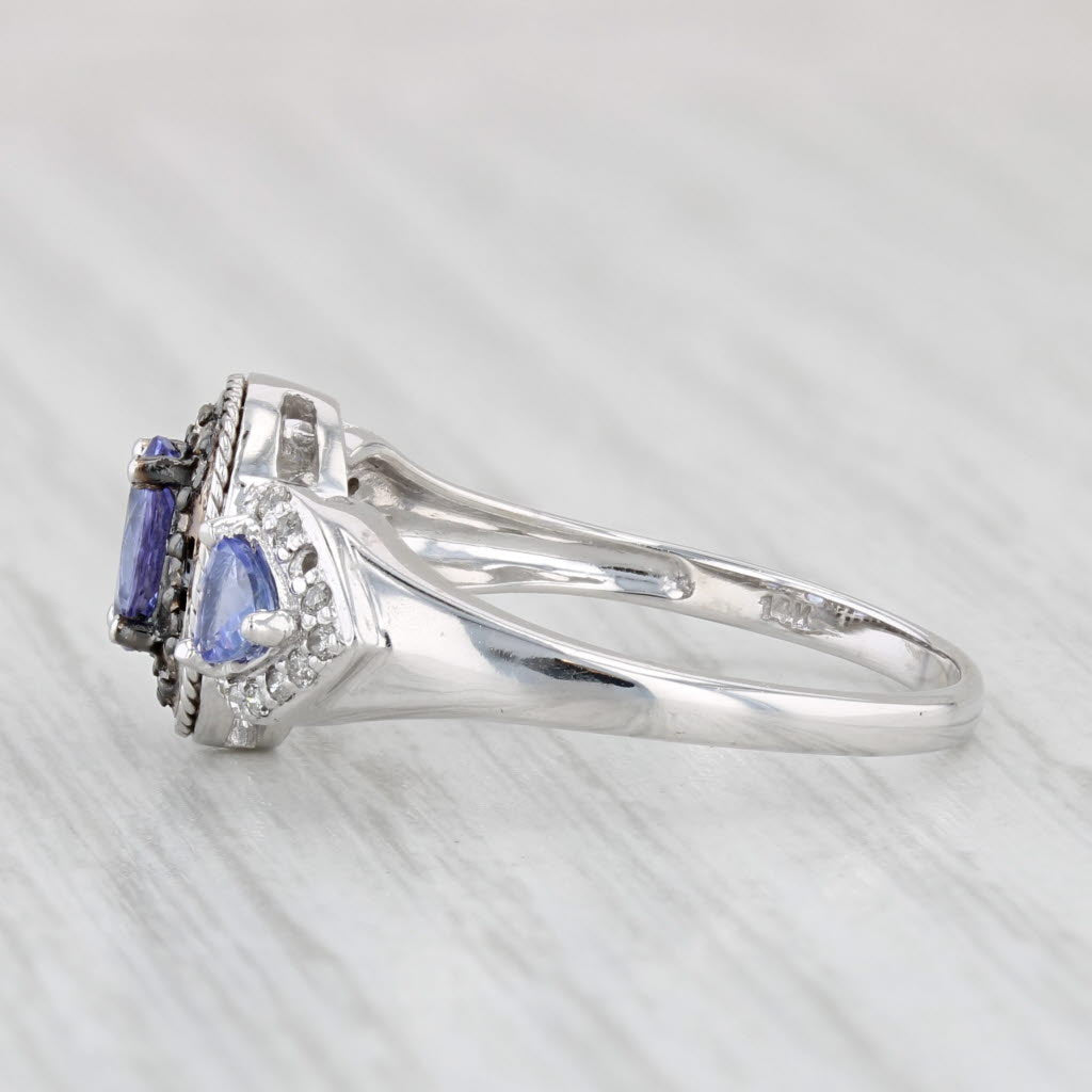 Light Gray 0.79ctw Tanzanite Diamond Halo Ring 14k White Gold Size 8