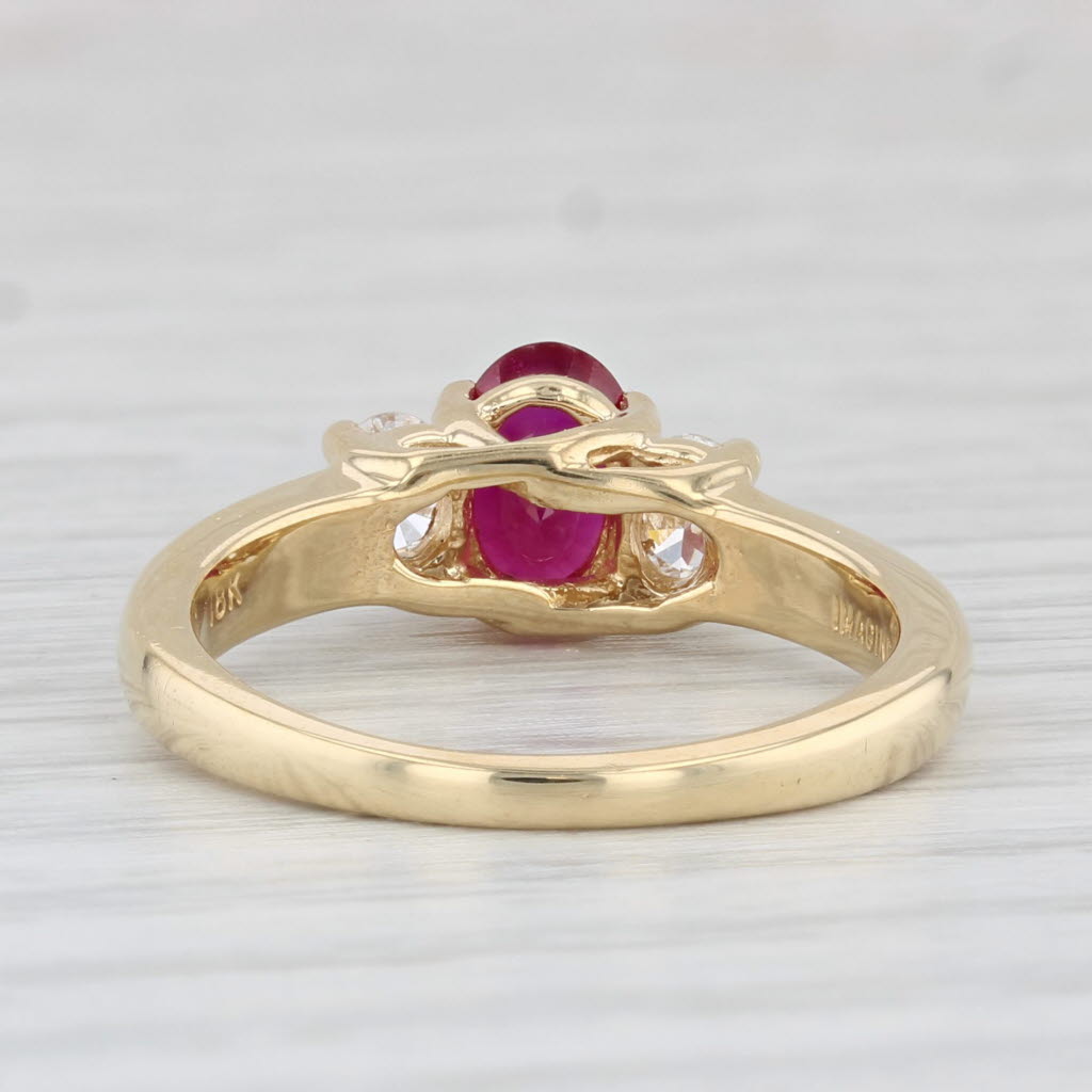 Light Gray 1.18ctw Oval Ruby Diamond Ring 18k Yellow Gold Size 7 Engagement GIA