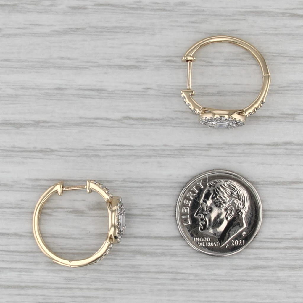 0.42ctw Diamond Hoop Earrings 14k Yellow Gold Hinged Snap Top Round Hoops