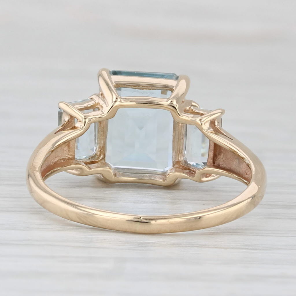 Light Gray 3.80cw Aquamarine Ring 10k Yellow Gold Size 9 Emerald Cut