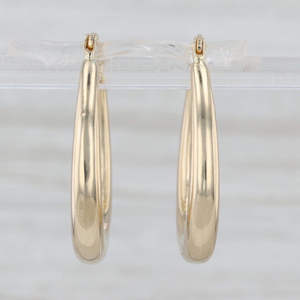 Round Hoop Earrings 14k Yellow Gold Snap Top Hoops 27.2 x 3.7mm