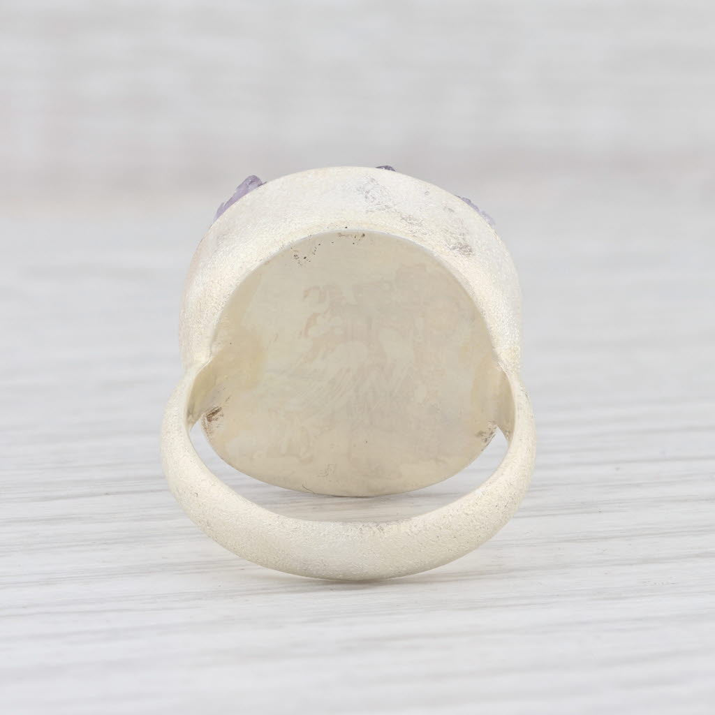 New Nina Wynn Amethyst Druzy Ring Sterling Silver Size 7.25 Statement