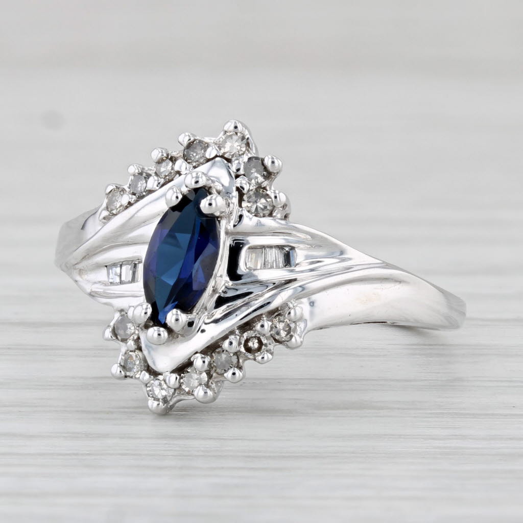 Light Gray 0.62ctw Lab Created Sapphire Diamond Ring 10k White Gold Size 8.25