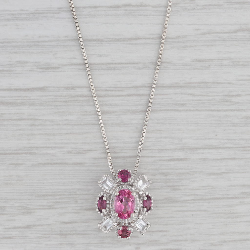 Gray 1.78ctw Pink Mystic & White Topaz Garnet Pendant Sterling Silver 18" Box Chain