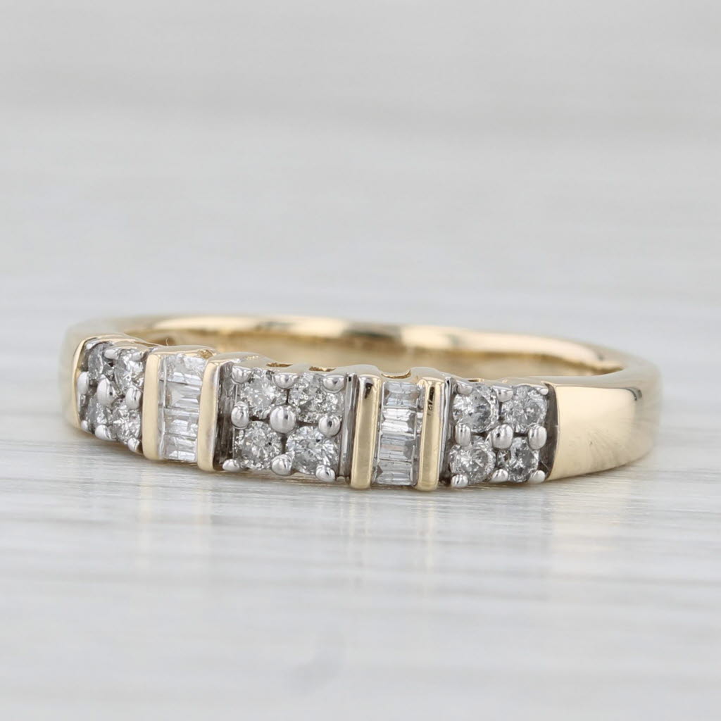 Light Gray 0.24ctw Diamond Wedding Band 14k Yellow Gold Sz 7.25 Anniversary Band Stackable