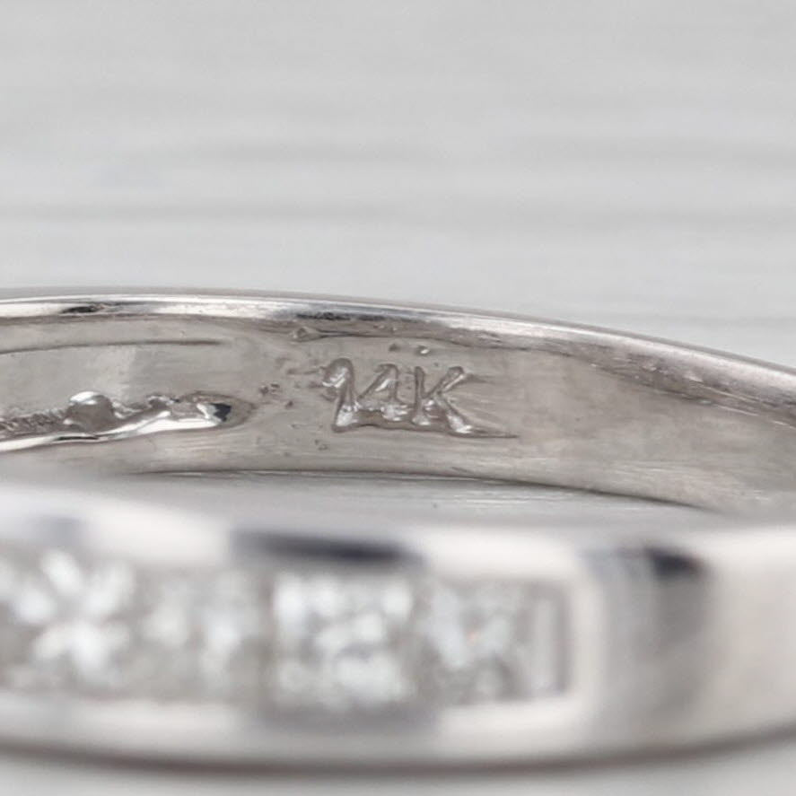 0.53ctw Diamond Princess Channel Set Wedding Band 14k White Gold Size 6 Ring