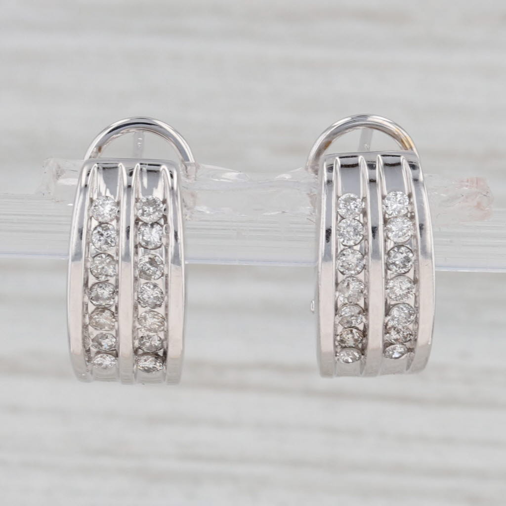 Gray 0.50ctw Diamond Journey Earrings 14k White Gold Omega Backs Pierced Drops