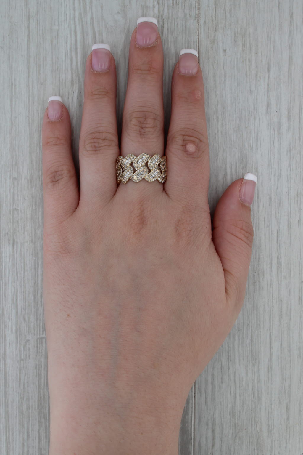 1.23ctw Diamond Crosshatch Woven Ring 10k Yellow Gold Size 10 Cocktail