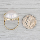Gray Blister Pearl Ring 14k Yellow Gold Size 6 Solitaire Statement