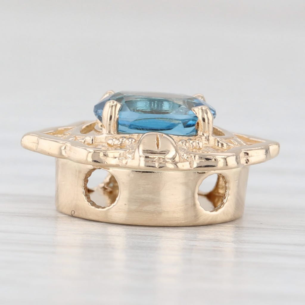 Light Gray 0.90ct Blue Topaz Solitaire Slide Bracelet Charm 14k Yellow Gold Richard Glatter
