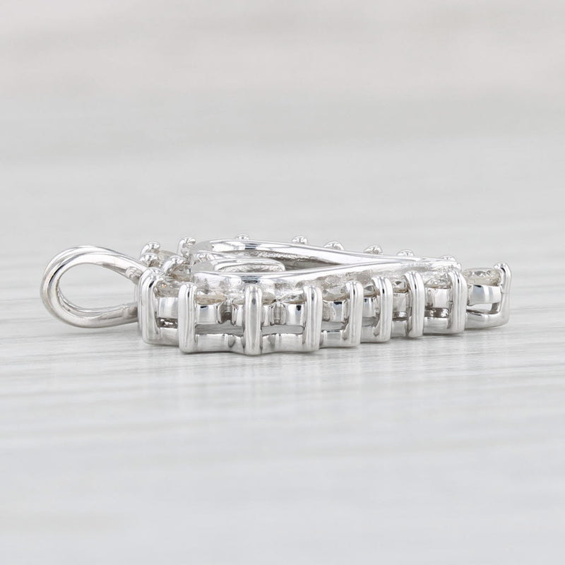 Light Gray 0.35ctw Diamond Framed Open Heart Pendant 10k White Gold