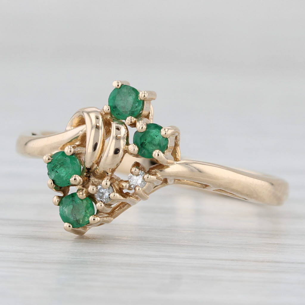 Light Gray 0.28ctw Emerald Diamond Bypass Ring 14k Yellow Gold Size 8.25