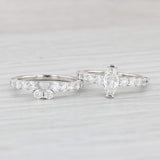 1.83ctw Diamond Engagement Ring Wedding Band Bridal Set 18k White Gold GIA