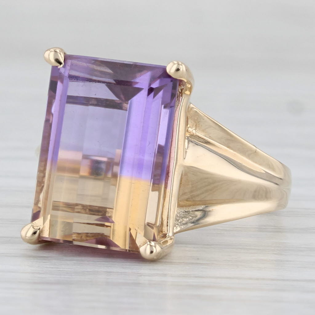 Light Gray 6.50ct Purple Ametrine 10k Yellow Gold Ring 10k Yellow Gold Size 7 Emerald Cut