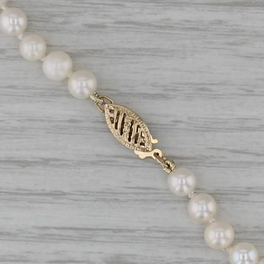 Cultured Pearl Bead Single Strand Necklace 14k Gold 18.5" 4.7-5.5mm