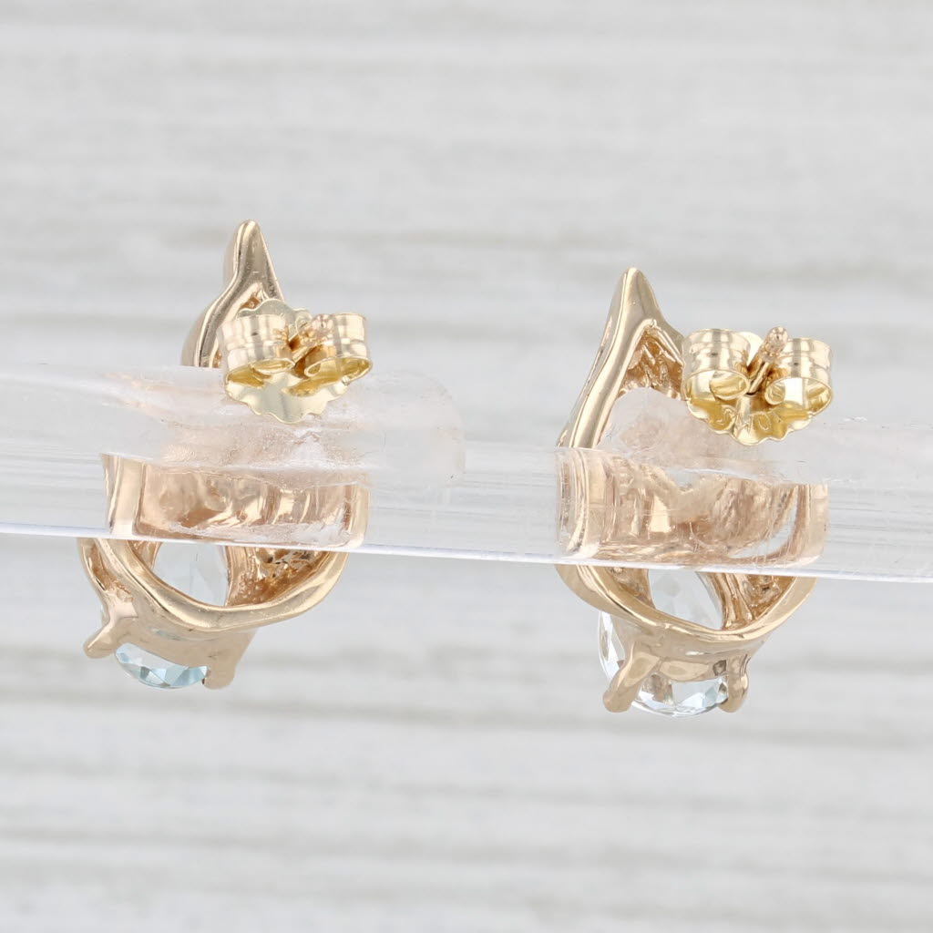 Light Gray 1.14ctw Aquamarine Teardrop Stud Earrings 10k Yellow Gold