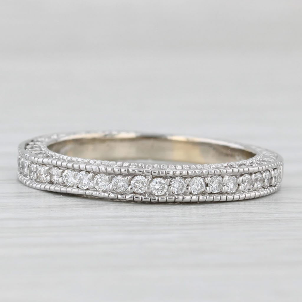 Light Gray 0.32ctw Diamond Wedding Band 14k White Gold Size 6 Stackable Wedding Band