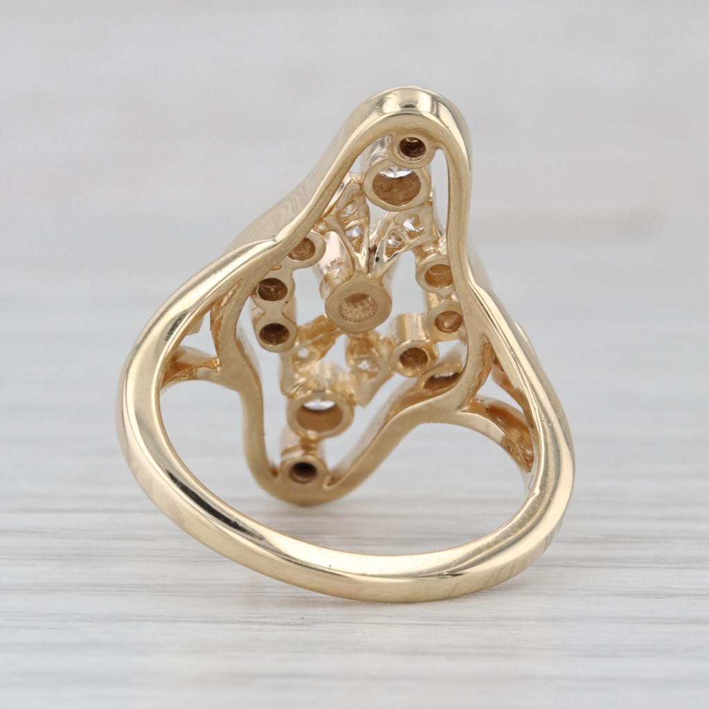 Vintage 0.68ctw Round Diamond Ring 14k Yellow Gold Size 7.5 Cluster Cocktail