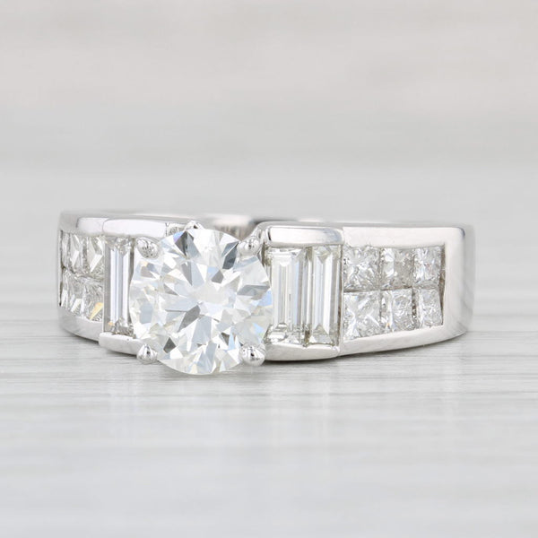 3.45ctw Round Diamond Engagement Ring 18k White Gold Size 8.25 GIA