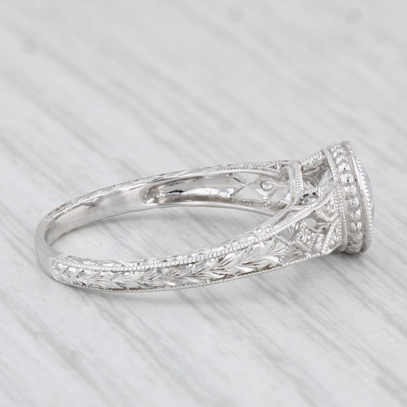New Beverley K Round Semi Mount Engagement Ring 18k White Gold Diamond Size 6.75