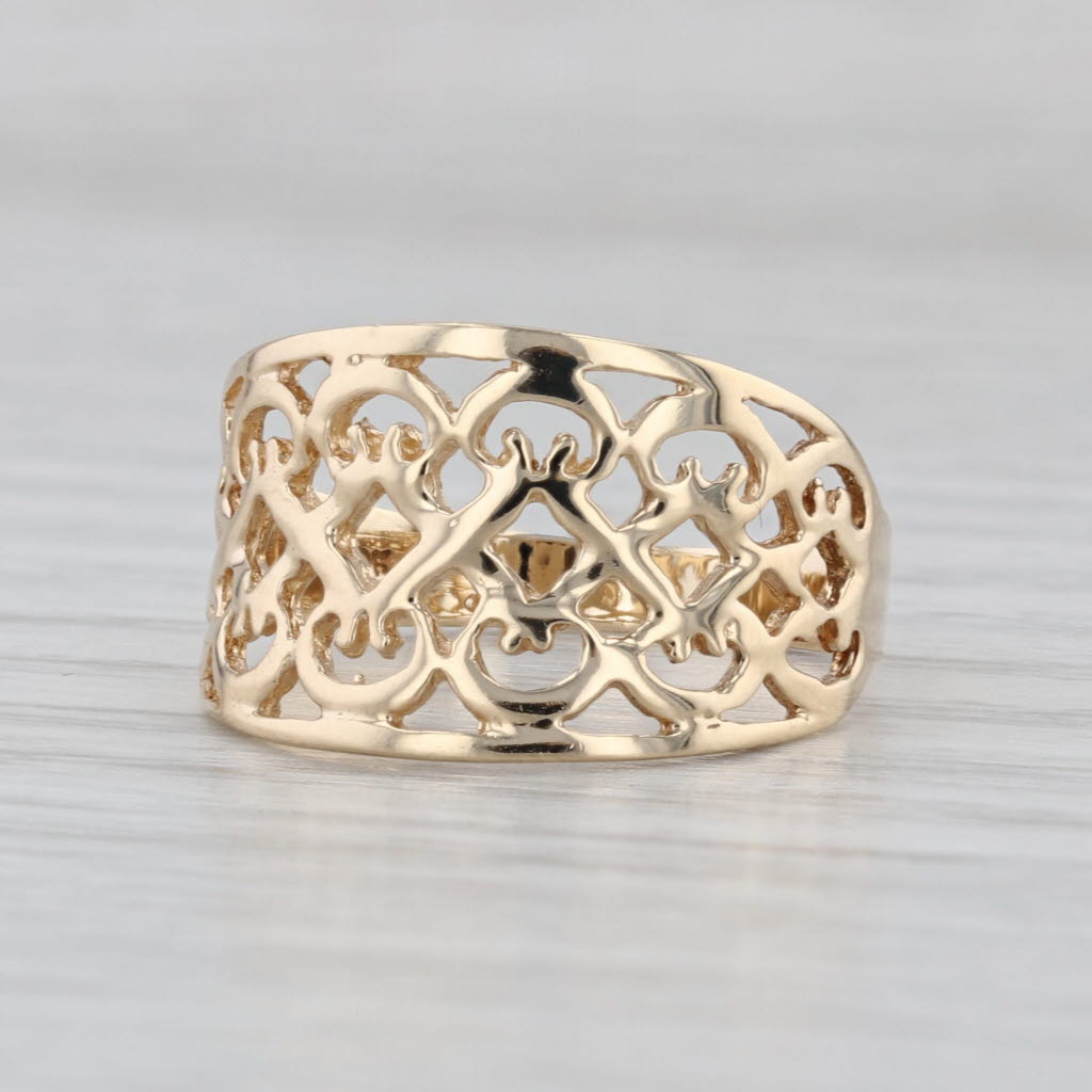 Open Lattice Work Ring 10k Yellow Gold Size 6.75