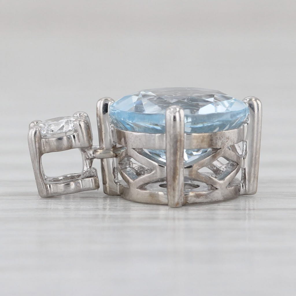 2.45ctw Aquamarine Diamond Pendant 14k White Gold Small Drop