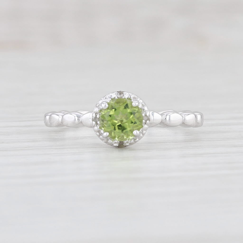 Light Gray New Peridot Solitaire Diamond Halo Ring 10k White Gold Size 7 Engagement