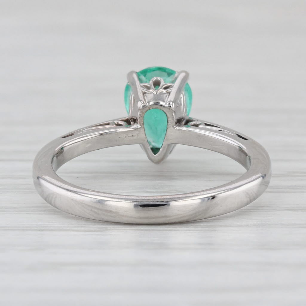 0.65ct Emerald Pear Solitaire Ring 14k White Gold Size 5 Engagement