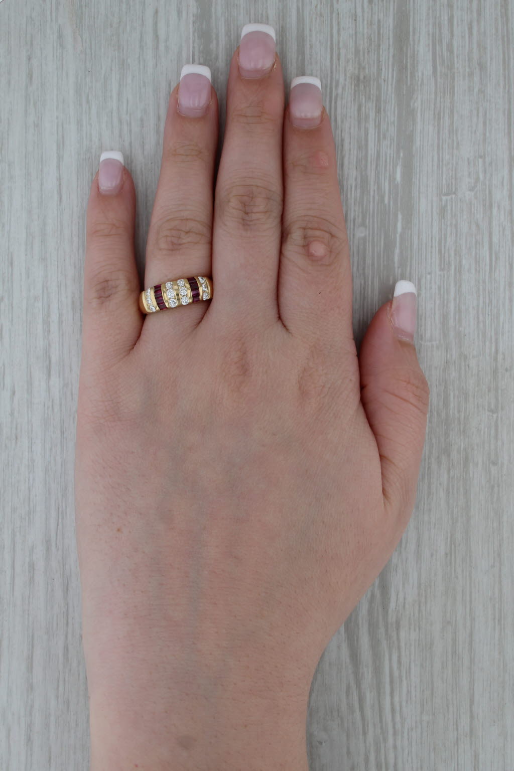 1.06ctw Ruby Diamond Ring 18k Yellow Gold Size 7.5 Stackable