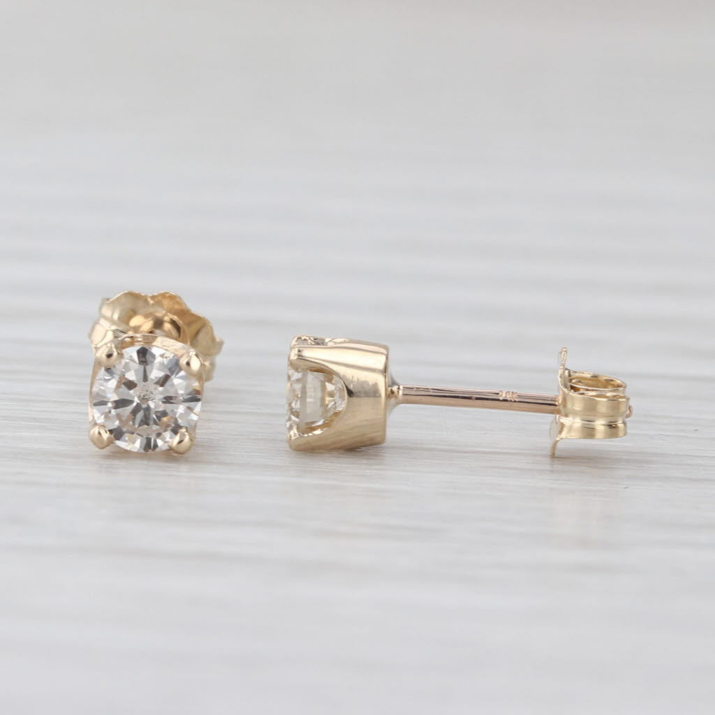 0.46ctw Diamond Stud Earrings 14k Yellow Gold Round Solitaire Studs